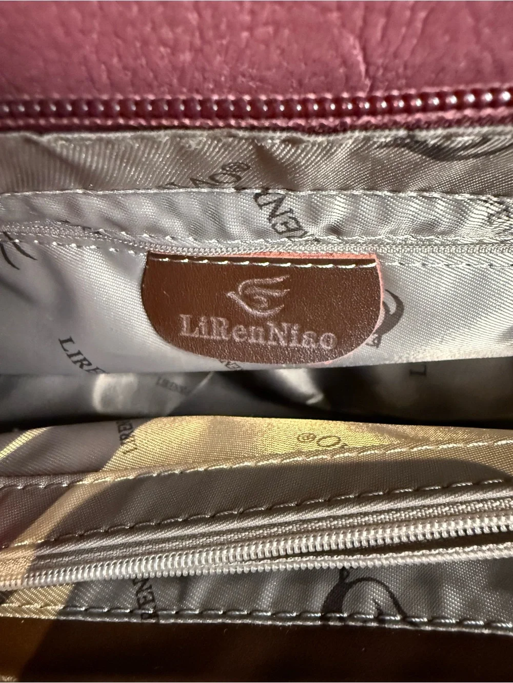 LiRenNiao plum crocodile-embossed faux leather EUC No Crossbody Strap